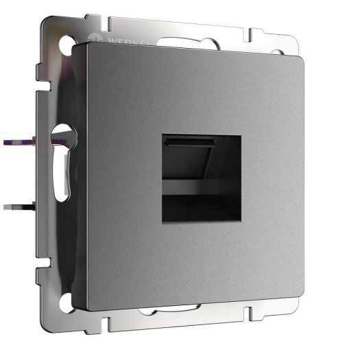 Розетка компьютерная без рамки Werkel 1-м. RJ45 5e графит матовый картинка